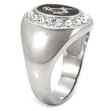 TK8X023 - High polished (no plating) Stainless Steel Ring with Top Grade Crystal in Clear - Alamode - Flyclothing LLC