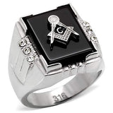 TK8X027 - High polished (no plating) Stainless Steel Ring with Semi-Precious Agate in Jet - Alamode - Flyclothing LLC