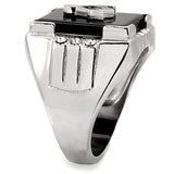 TK8X027 - High polished (no plating) Stainless Steel Ring with Semi-Precious Agate in Jet - Alamode - Flyclothing LLC