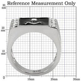 TK8X030 - High polished (no plating) Stainless Steel Ring with AAA Grade CZ in Clear - Alamode - Flyclothing LLC