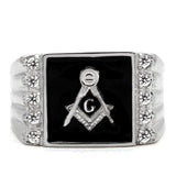 TK8X030 - High polished (no plating) Stainless Steel Ring with AAA Grade CZ  in Clear - Alamode