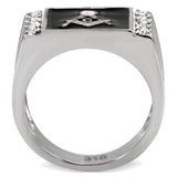 TK8X030 - High polished (no plating) Stainless Steel Ring with AAA Grade CZ  in Clear - Alamode