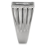 TK8X030 - High polished (no plating) Stainless Steel Ring with AAA Grade CZ in Clear - Alamode - Flyclothing LLC