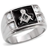 TK8X031 - High polished (no plating) Stainless Steel Ring with AAA Grade CZ in Clear - Alamode - Flyclothing LLC