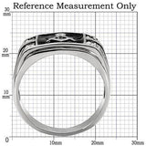 TK8X031 - High polished (no plating) Stainless Steel Ring with AAA Grade CZ  in Clear - Alamode