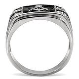 TK8X031 - High polished (no plating) Stainless Steel Ring with AAA Grade CZ  in Clear - Alamode