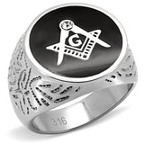 TK8X034 - High polished (no plating) Stainless Steel Ring with Top Grade Crystal  in Clear - Alamode