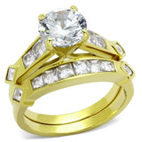 TK8X040 - IP Gold(Ion Plating) Stainless Steel Ring with AAA Grade CZ in Clear - Alamode - Flyclothing LLC