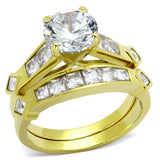 TK8X040 - IP Gold(Ion Plating) Stainless Steel Ring with AAA Grade CZ  in Clear - Alamode