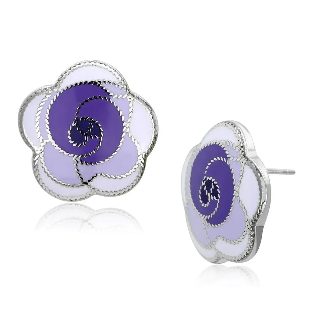 TK903 - High polished (no plating) Stainless Steel Earrings with Epoxy in Multi Color - Alamode - Flyclothing LLC