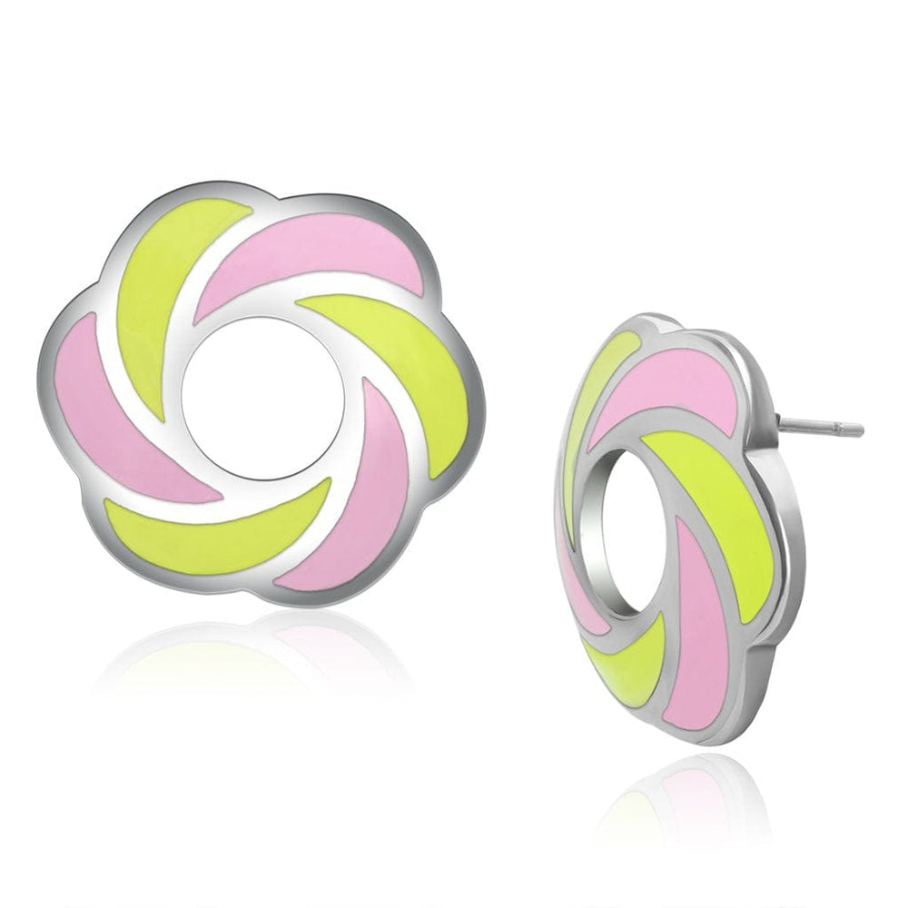TK904 - High polished (no plating) Stainless Steel Earrings with Epoxy  in Multi Color - Alamode
