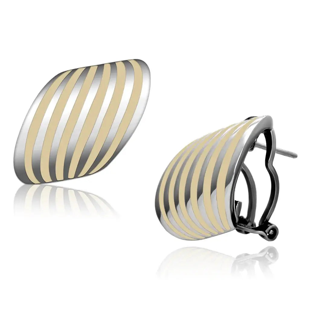 TK910 - High polished (no plating) Stainless Steel Earrings with Epoxy in Orange - Alamode - Flyclothing LLC
