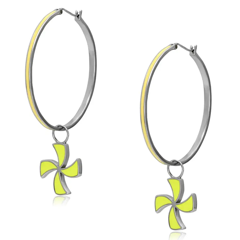 TK914 - High polished (no plating) Stainless Steel Earrings with Epoxy in Multi Color - Alamode - Flyclothing LLC