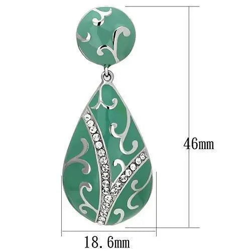 TK915 - High polished (no plating) Stainless Steel Earrings with Top Grade Crystal in Clear - Alamode - Flyclothing LLC