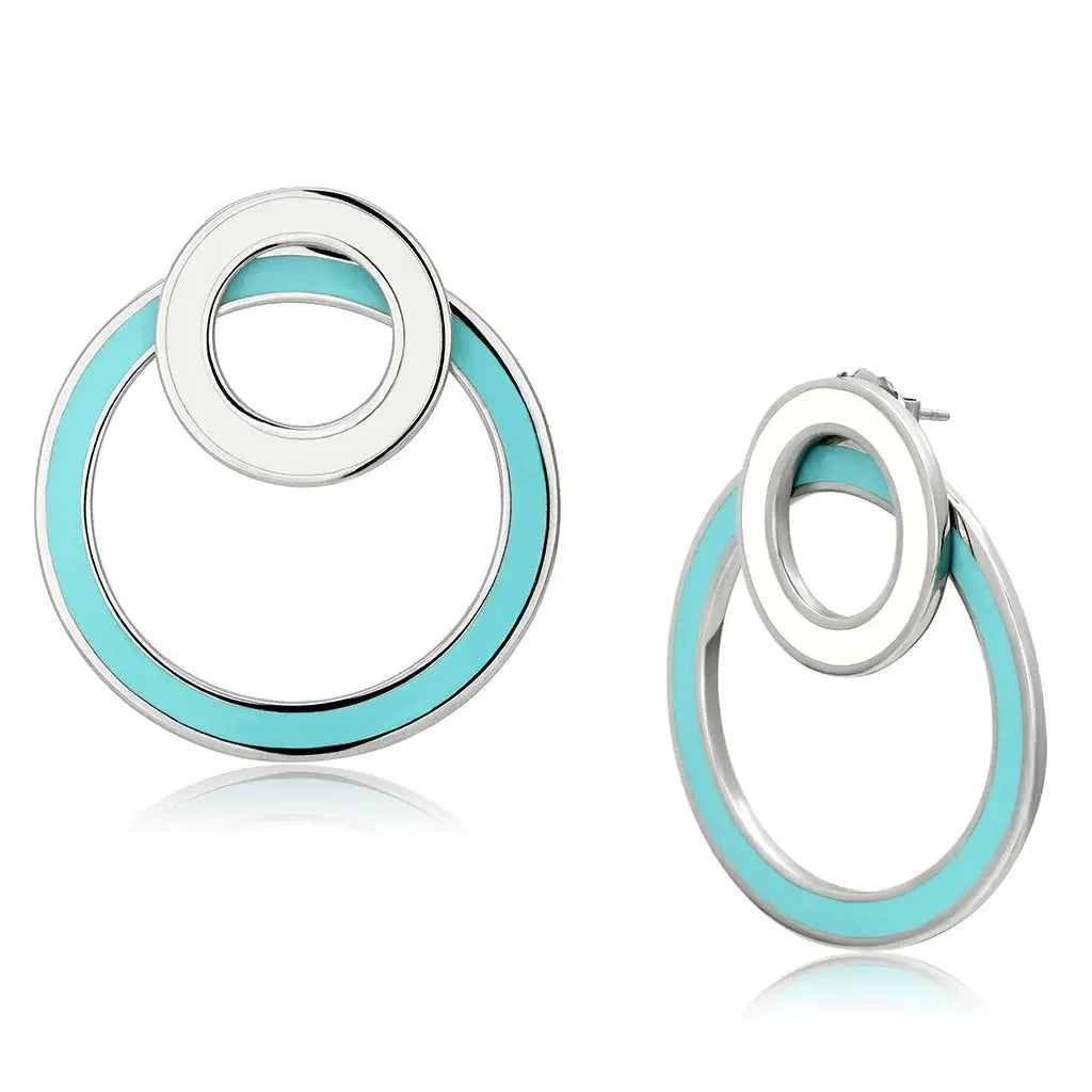 TK916 - High polished (no plating) Stainless Steel Earrings with Epoxy in Multi Color - Alamode - Flyclothing LLC