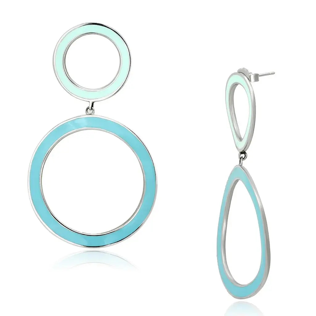 TK917 - High polished (no plating) Stainless Steel Earrings with Epoxy in Multi Color - Alamode - Flyclothing LLC