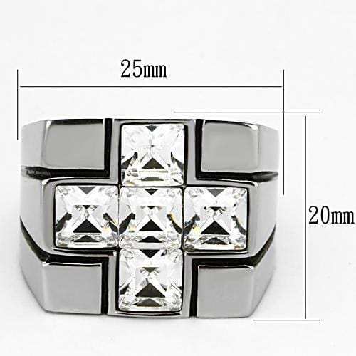 TK919 - High polished (no plating) Stainless Steel Ring with Top Grade Crystal in Clear - Alamode - Flyclothing LLC