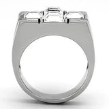 TK919 - High polished (no plating) Stainless Steel Ring with Top Grade Crystal in Clear - Alamode - Flyclothing LLC