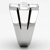 TK919 - High polished (no plating) Stainless Steel Ring with Top Grade Crystal in Clear - Alamode - Flyclothing LLC