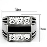 TK920 - High polished (no plating) Stainless Steel Ring with Top Grade Crystal  in Clear - Alamode