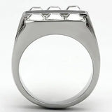 TK920 - High polished (no plating) Stainless Steel Ring with Top Grade Crystal in Clear - Alamode - Flyclothing LLC