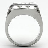 TK920 - High polished (no plating) Stainless Steel Ring with Top Grade Crystal  in Clear - Alamode