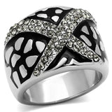 TK921 - High polished (no plating) Stainless Steel Ring with Top Grade Crystal in Black Diamond - Alamode - Flyclothing LLC