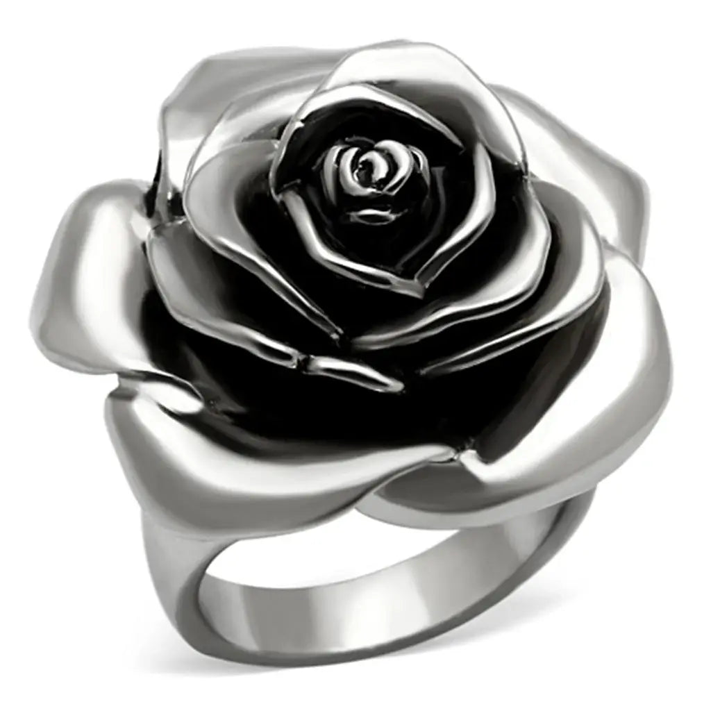 TK923 - High polished (no plating) Stainless Steel Ring with Epoxy in Jet - Alamode - Flyclothing LLC