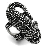 TK933 - High polished (no plating) Stainless Steel Ring with Top Grade Crystal in Jet - Alamode - Flyclothing LLC