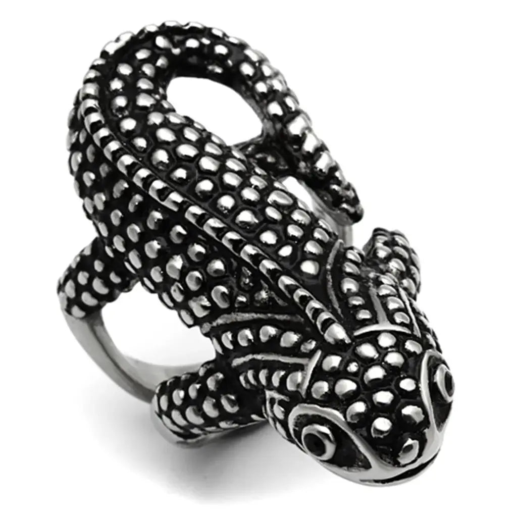TK933 - High polished (no plating) Stainless Steel Ring with Top Grade Crystal in Jet - Alamode - Flyclothing LLC