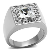 TK945 - High polished (no plating) Stainless Steel Ring with Top Grade Crystal  in Clear - Alamode