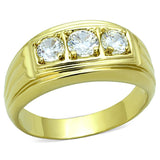 TK946G - IP Gold(Ion Plating) Stainless Steel Ring with AAA Grade CZ  in Clear - Alamode