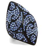 TK949 - IP Black(Ion Plating) Stainless Steel Ring with Top Grade Crystal  in Sapphire - Alamode