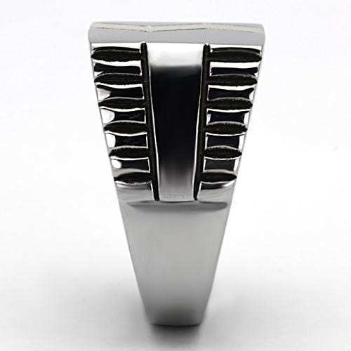 TK950 - Two-Tone IP Gold (Ion Plating) Stainless Steel Ring with Epoxy in Jet - Alamode - Flyclothing LLC