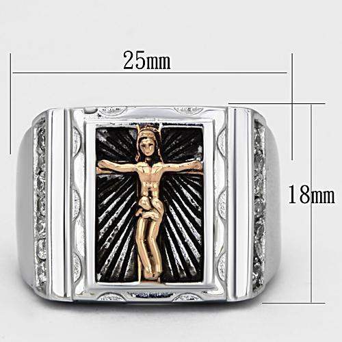 TK951 - Two-Tone IP Rose Gold Stainless Steel Ring with AAA Grade CZ in Clear - Alamode - Flyclothing LLC