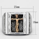 TK951 - Two-Tone IP Rose Gold Stainless Steel Ring with AAA Grade CZ  in Clear