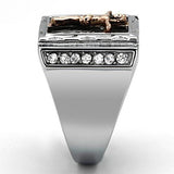 TK951 - Two-Tone IP Rose Gold Stainless Steel Ring with AAA Grade CZ  in Clear - Alamode