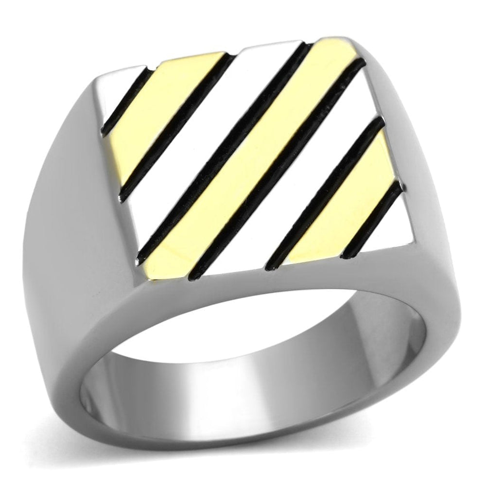 TK952 - Two-Tone IP Gold (Ion Plating) Stainless Steel Ring with No Stone - Alamode