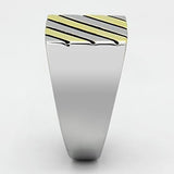 TK952 - Two-Tone IP Gold (Ion Plating) Stainless Steel Ring with No Stone - Alamode