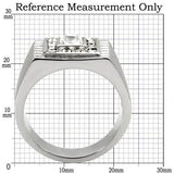TK95312 - High polished (no plating) Stainless Steel Ring with Top Grade Crystal in Clear - Alamode - Flyclothing LLC