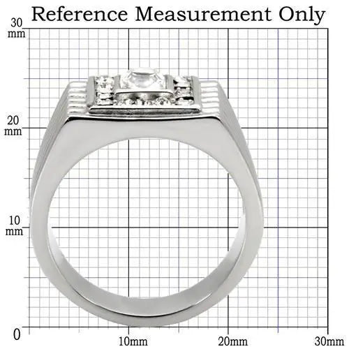 TK95312 - High polished (no plating) Stainless Steel Ring with Top Grade Crystal in Clear - Alamode - Flyclothing LLC