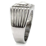 TK95312 - High polished (no plating) Stainless Steel Ring with Top Grade Crystal in Clear - Alamode - Flyclothing LLC