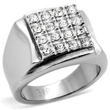 TK95409 - High polished (no plating) Stainless Steel Ring with Top Grade Crystal  in Clear - Alamode