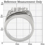 TK95409 - High polished (no plating) Stainless Steel Ring with Top Grade Crystal  in Clear - Alamode