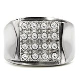 TK95409 - High polished (no plating) Stainless Steel Ring with Top Grade Crystal  in Clear - Alamode