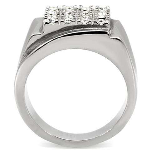 TK95409 - High polished (no plating) Stainless Steel Ring with Top Grade Crystal in Clear - Alamode - Flyclothing LLC