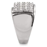 TK95409 - High polished (no plating) Stainless Steel Ring with Top Grade Crystal in Clear - Alamode - Flyclothing LLC
