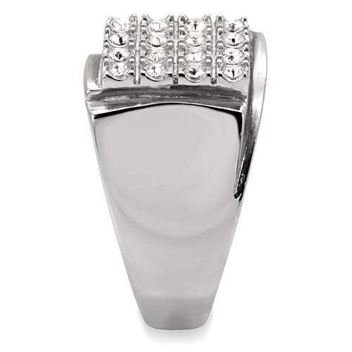 TK95409 - High polished (no plating) Stainless Steel Ring with Top Grade Crystal in Clear - Alamode - Flyclothing LLC