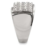 TK95409 - High polished (no plating) Stainless Steel Ring with Top Grade Crystal in Clear - Alamode - Flyclothing LLC