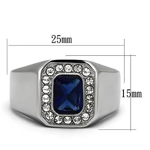 TK954 - High polished (no plating) Stainless Steel Ring with Synthetic Synthetic Glass in Montana - Alamode - Flyclothing LLC